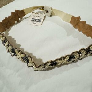 Cream and Pearl Braided Belt with Textured Design